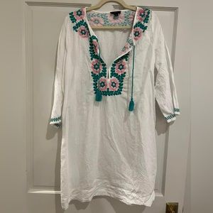 J. Crew Linen Embroidered swim coverup